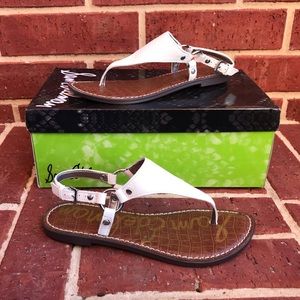 Sam Edelman Womens Leather Greta Sandals WHITE